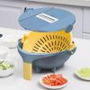 New 9 in 1 Rotate Vegetable Cutter with Drain Basket Multifunctional Food Slicer Grater Shredder Kitchen Food Chopper Grater Strainer Fruit Colander P