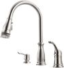 APPASO 3 Hole Kitchen Faucet with Pull Down Sprayer Stainless Steel Brushed Nickel, 2 Hole Pull Out Kitchen Sink Faucet with Side Single Handle and So