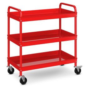 3-Tier Metal Utility Cart with Lockable Casters and Handles