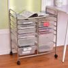 12 Drawer Rolling Storage Cart Tools Scrapbook Paper Office School Organizer Silver.