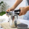 Stainless Steel Multi-Functional Can Opener Black Soft Grip Handle Handheld Can Opener with Beer Bottle Opener Kitchen Gadget Tool