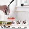 APPASO Commercial Spring Kitchen Faucet with Pull Down Sprayer Stainless Steel Brushed Nickel, Single Handle One Hole High Arc Kitchen Sink Faucet wit