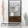 Industrial Wood Bookcase Retro Bookshelf Storage Display Rack Utility Book Shelf