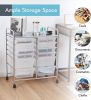 12 Drawer Rolling Storage Cart Tools Scrapbook Paper Office School Organizer Silver.