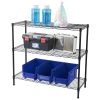 3 Tier Leveling Feet, 350 Pound Weight Capacity Per Shelf Adjustable Shelves, Black