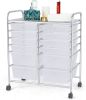 12 Drawer Rolling Storage Cart Tools Scrapbook Paper Office School Organizer Silver.