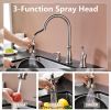 APPASO 3 Hole Kitchen Faucet with Pull Down Sprayer Stainless Steel Brushed Nickel, 2 Hole Pull Out Kitchen Sink Faucet with Side Single Handle and So