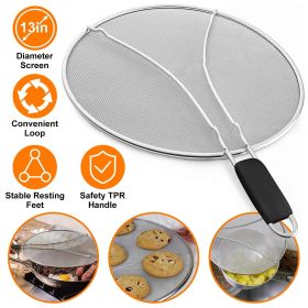 Grease Splatter Screen;  Stainless Steel Fine Mesh Splash Mesh Shield Hot Oil Stopper (size: 25cm)