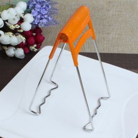 Bowl Holder Bowl Clamp Tongs Clip Pot Stainless Steel Foldable Dish Holder Steamer Lifter Picker Heat Insulation Plate Tong Anti-hot Clamp Gripper (Color: Orange)