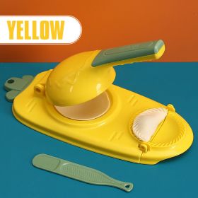 Kitchen Dumpling Maker 2 In 1 Dough Pressing Tool Set Dumpling Mold DIY Dumpling Wrapper Makers Manual Press Dumpling Crust Tool (Color: Yellow, size: 1PCS)