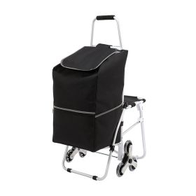 Water-Resistant Removable Folding Shopping Utility Cart (Color: Black & Silver, Type: Utility Cart)