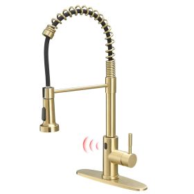 New sensor kitchen faucet Single Handle Pull-Down Sprayer Kitchen Faucet (Color: Brushed Gold)