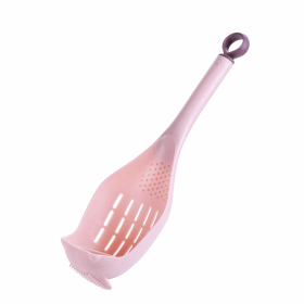 1pc Colander Spoon - Scoop Colander, Plastic Large Soup Strainer Spoon, Strainer Slotted Spoon Kitchen Utensil With Long Handle - Kitchen Supplies, Co (Color: pink)