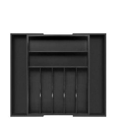 Adjustable Expandable Kitchen Utensils Drawer Organizer  For Bamboo Flatware Organizer (Color: BLACK)