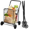 Jumbo Basket Folding Shopping Cart With Swiveling Wheels And Dual Storage Baskets